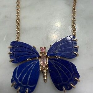 Elegant Blue lapis and Gold Butterfly Necklace